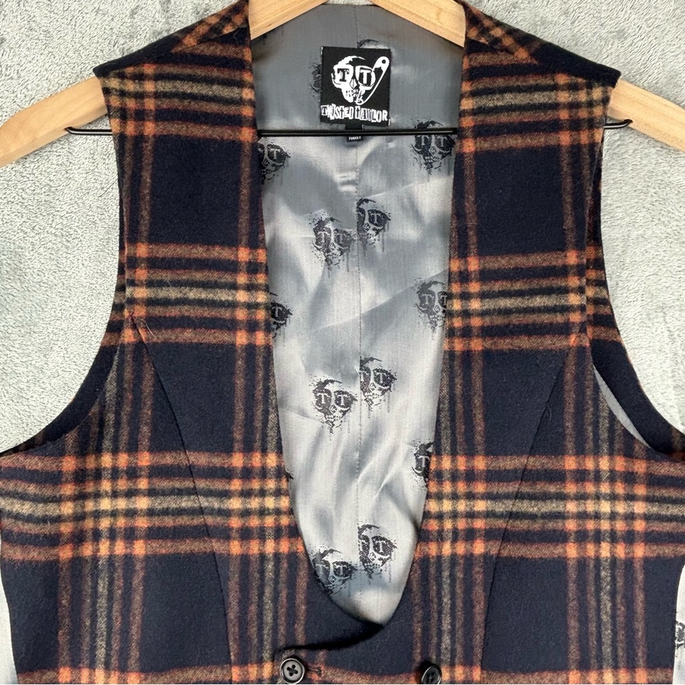 Twisted Tailor Vest Mens 38r Mclaren Waistcoat Navy Mustard Wool Blend View 5